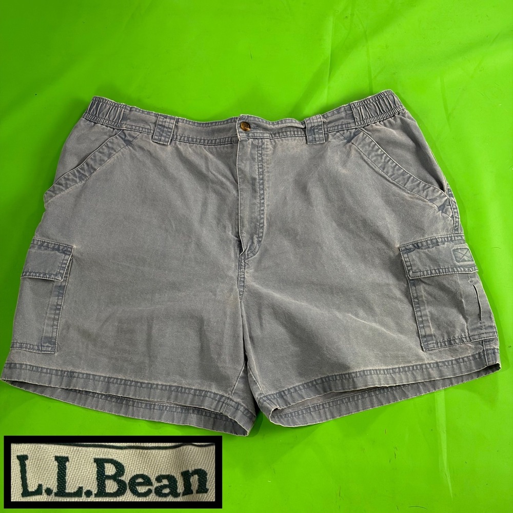 VTG Y2K LL Bean Cargo Shorts Mens 40 Gray Comfort Waist 100 Cotton Canvas Hiking